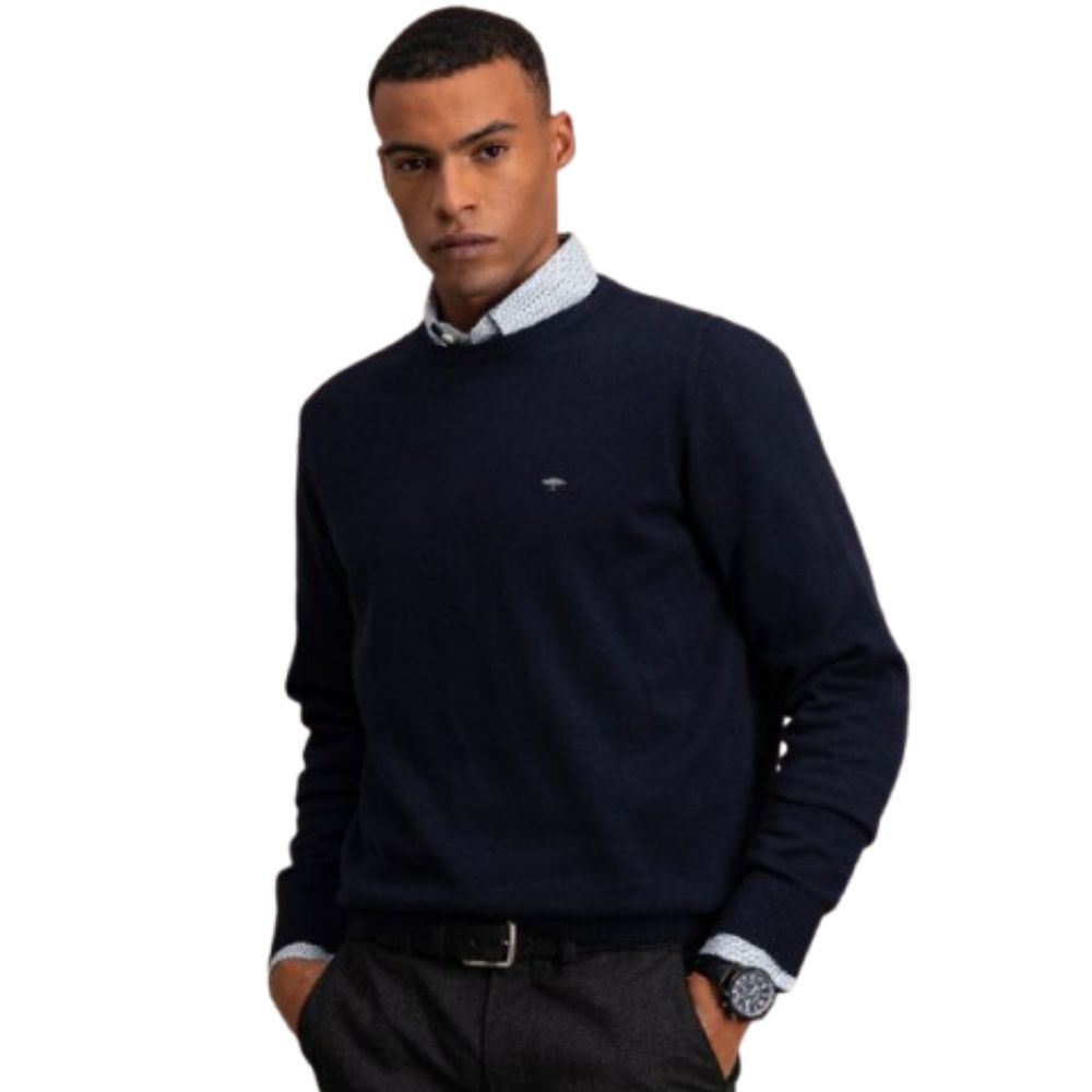 FYNCH HATTON CLASSIC ROUND NECK NAVY MEN SWEATER