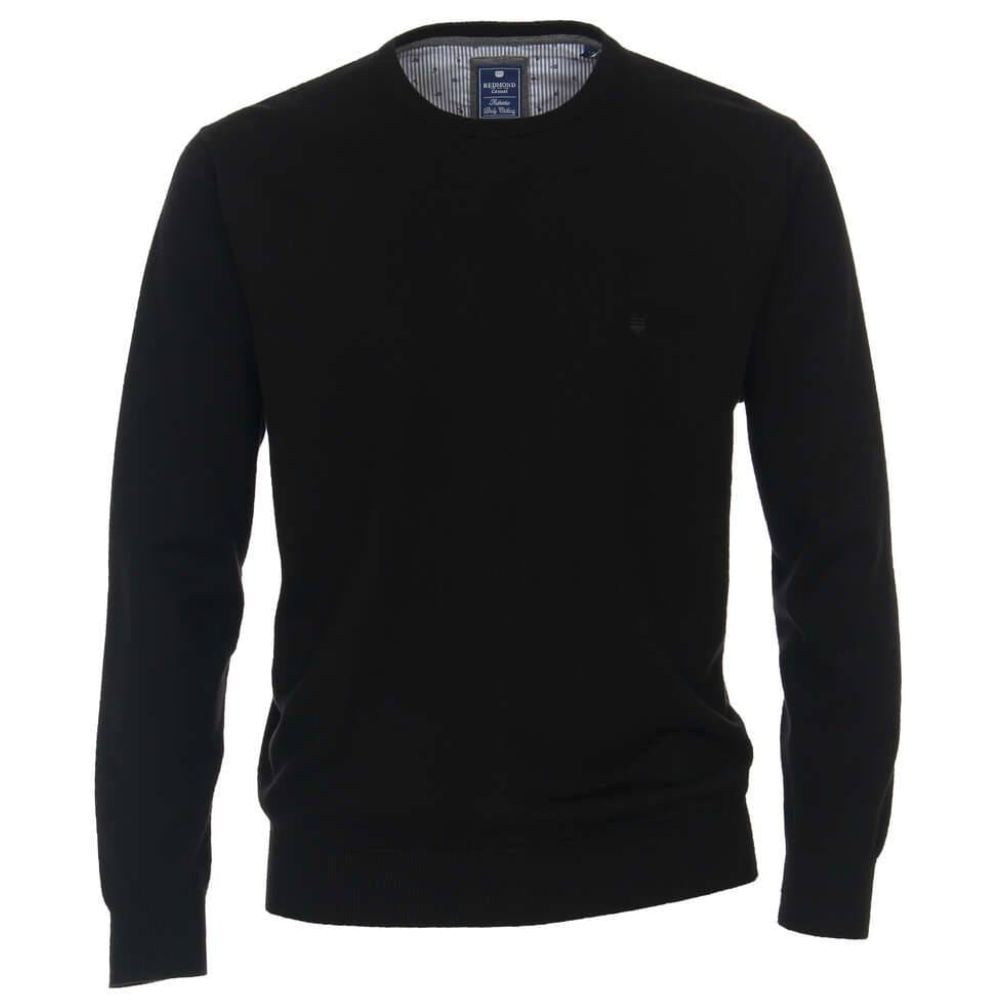 REDMOND CASUAL REGULAR FIT PULLOVER MEN BLACK ROUND NECK