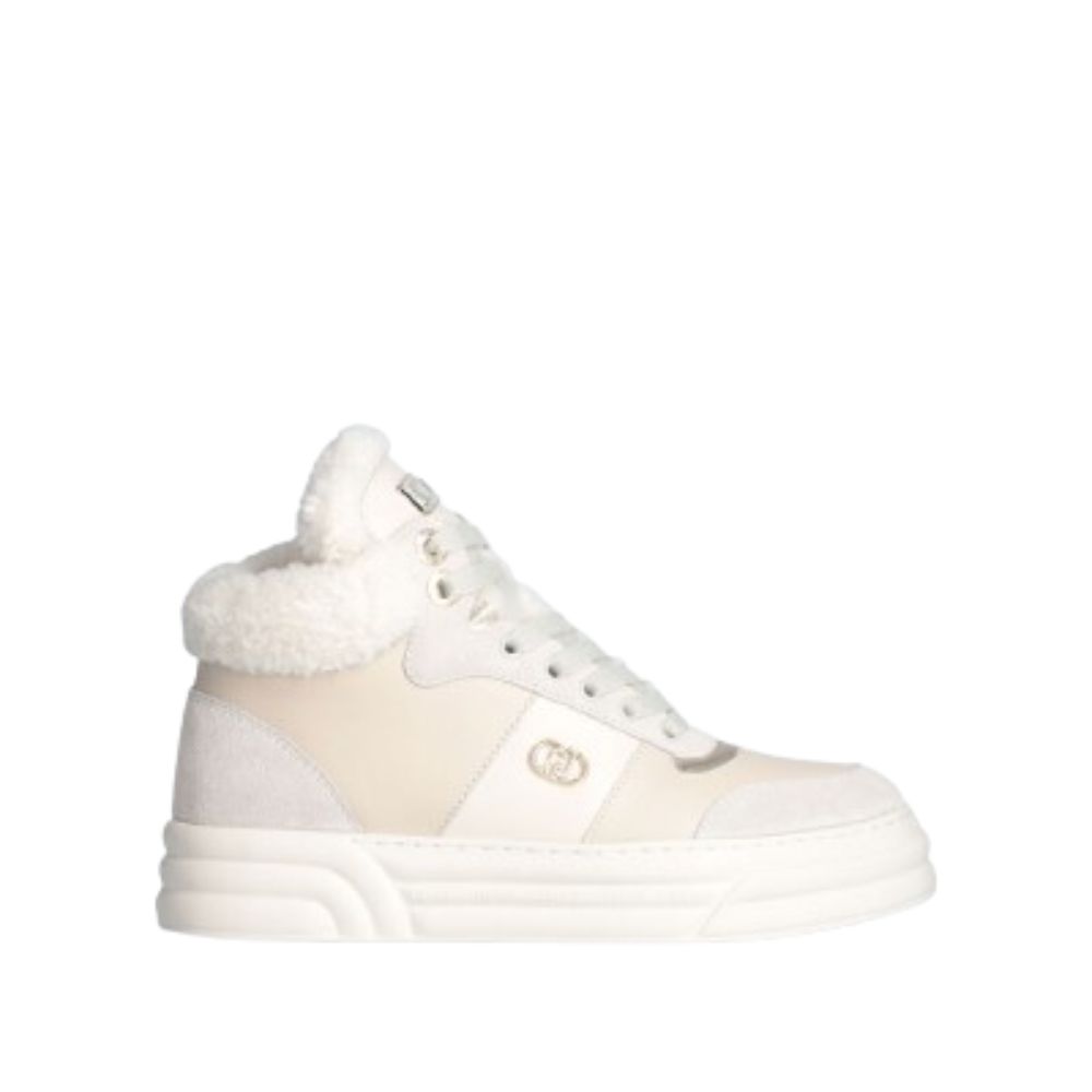 LIU JO WARM EFFECT LEATHER BASKETBALL WOMEN  IVORY SNEAKERS 