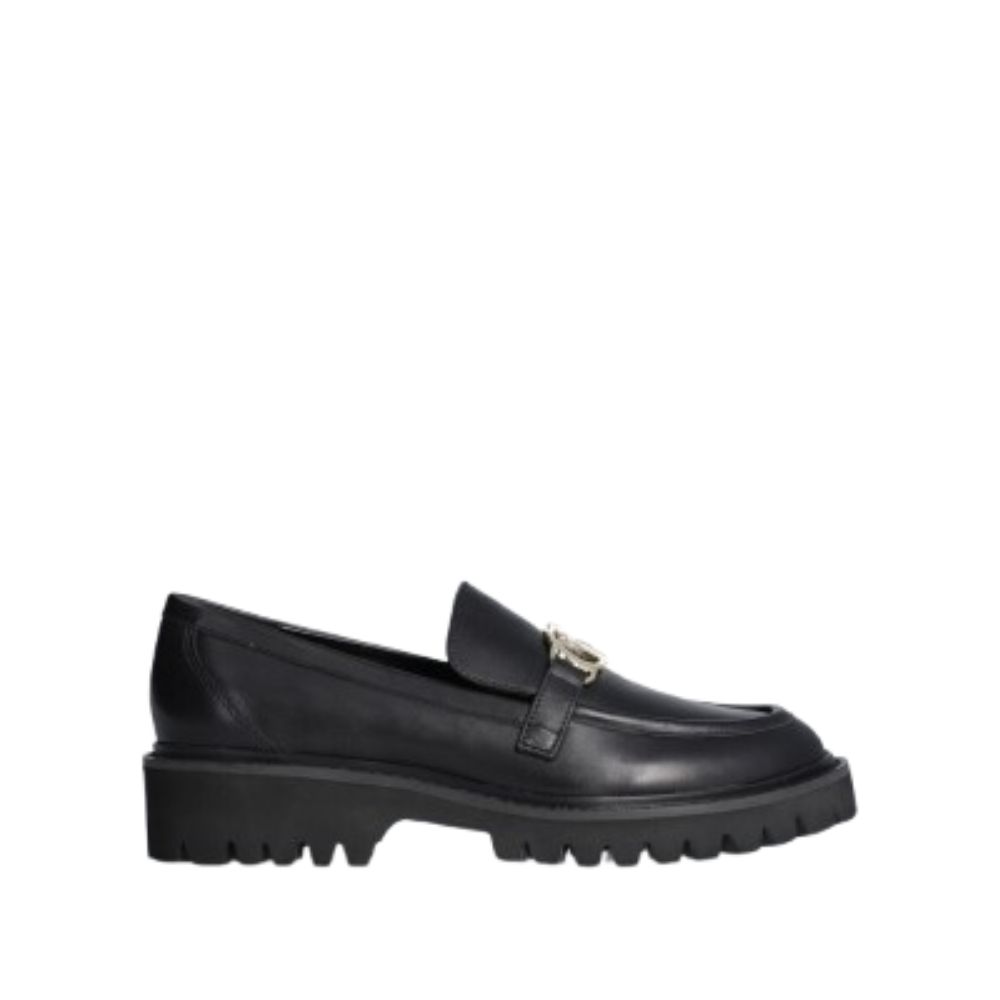 LIU JO WOMEN BLACK LEATHER MOCCASINS 