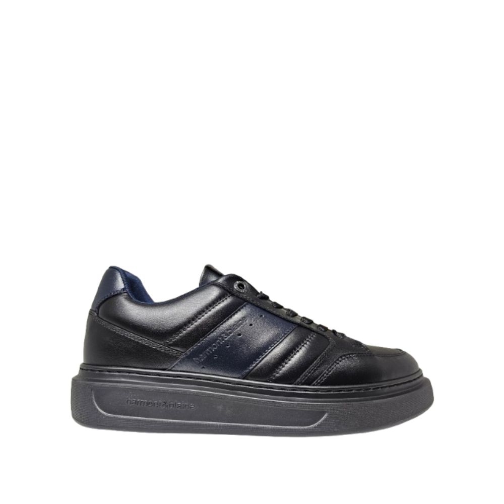 HARMONT AND BLAINE BLACK/NAVY MEN LEATHER SNEAKERS 