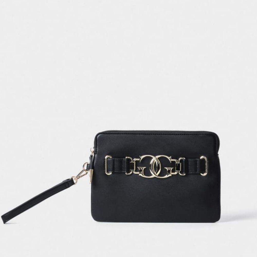 GAELLE PARIS BLACK REGULAR DOUBLE G CLUTCH 