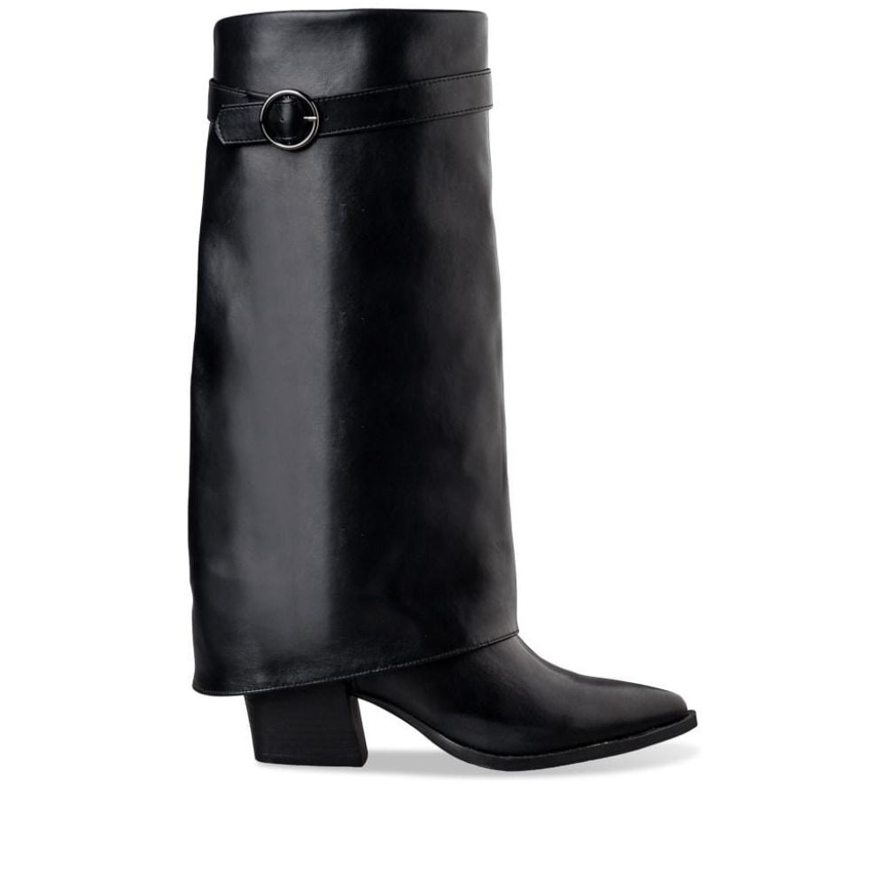 ENVIE FOLD-OVER WOMEN BLACK BOOTS